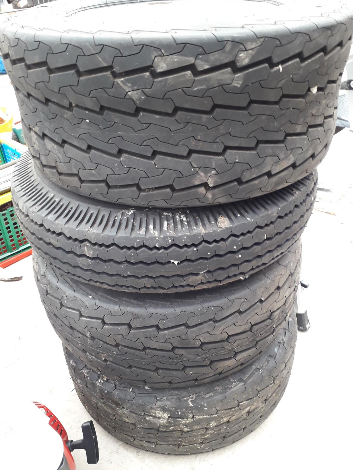 THREE 205X8X10 TRAILER TYRES AND RIMS AND A 5X10 TYRE AND RIM - Image 2 of 2