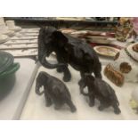 A SET OF THREE VINTAGE SPELTER/LEAD ELEPHANT MODELS, HEIGHT 19CM