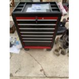 A HEAVY DUTY WORKZONE FOUR WHEELED TOOL CABINET