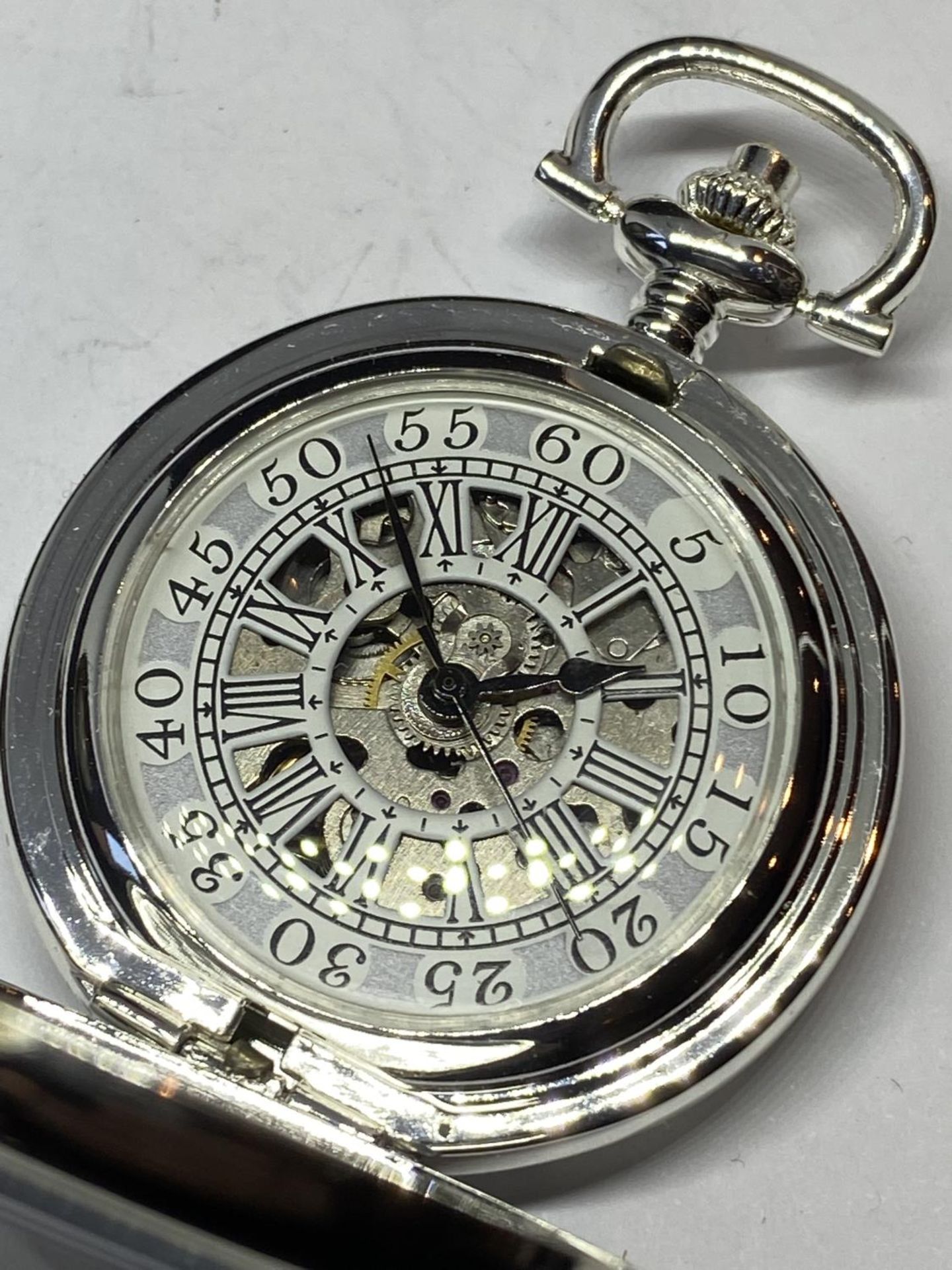 A DUCHESS OF HAMILTON SILVER PLATED POCKET WATCH SEEN WORKING BUT NO WARRANTY WITH COA AND BOX - Image 3 of 4