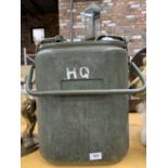 A LARGE GREEN MILITARY CANNISTER HEIGHT APPROX 42CM