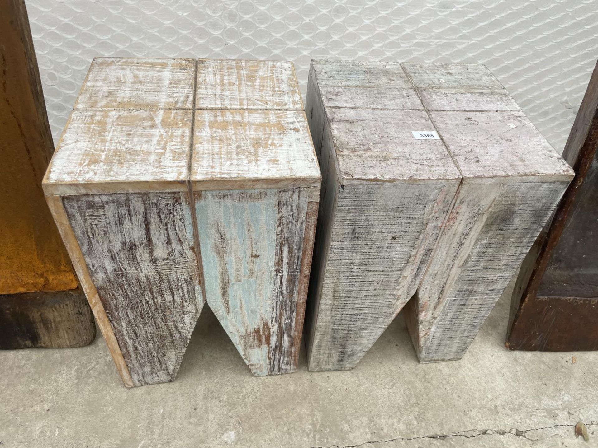 A PAIR OF INDIAN HARDWOOD LAMP TABLES, 13" SQUARE