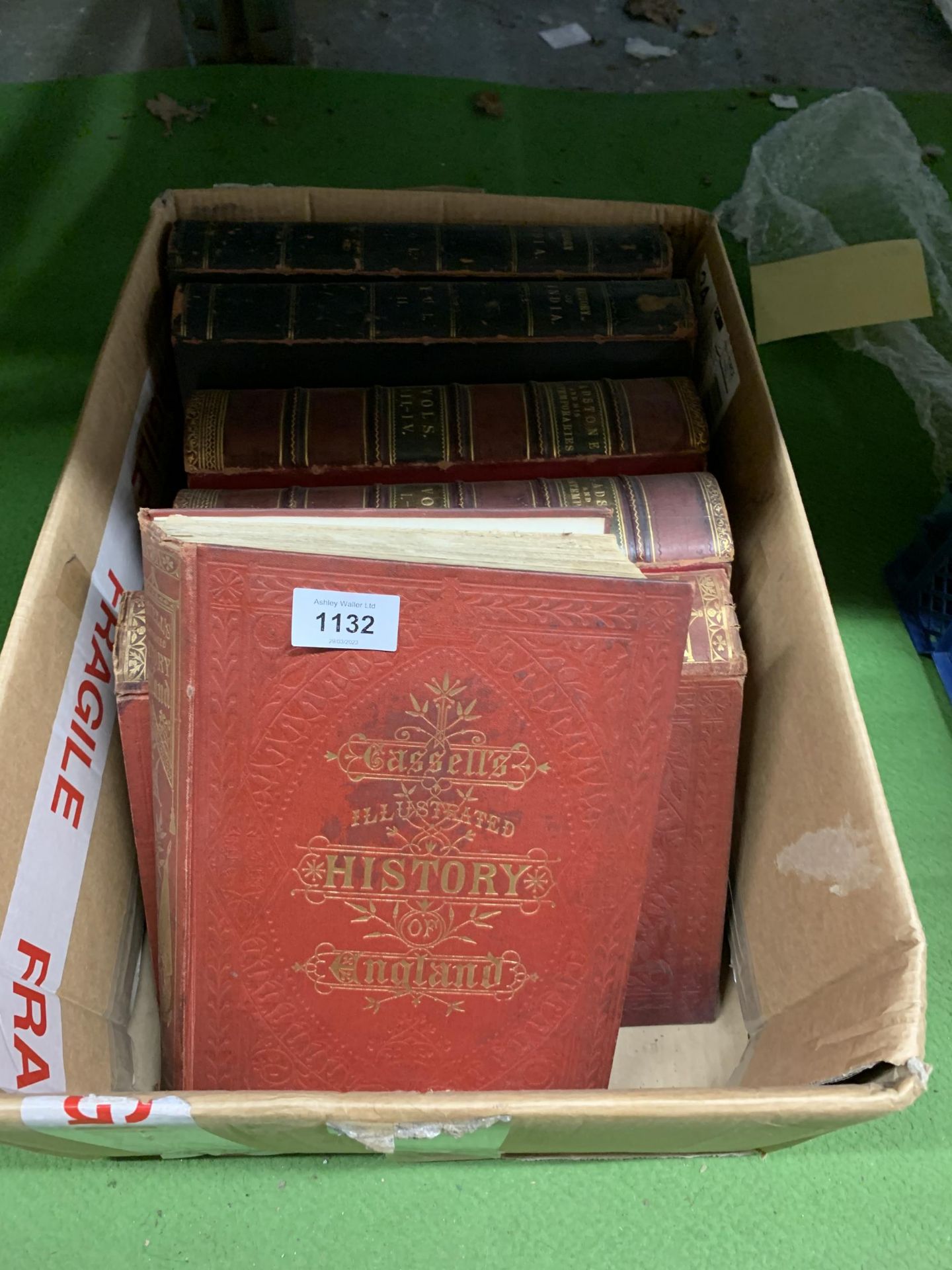 SIX VINTAGE BOOKS TO INCLUDE VOLUME I AND II OF THE HISTORY OF INDIA, VOLUMES I - IV 'GLADSTONE