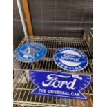 TWO BLUE CAST IRON FORD SIGNS