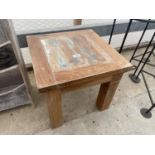 AN INDIAN HARDWOOD LAMP TABLE, 18" SQUARE