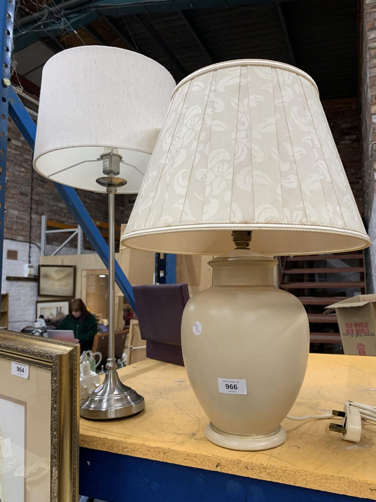 TWO MODERN STYLE TABLE LAMPS WITH SHADES