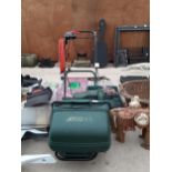 AN ELECTRIC ATCO LAWN MOWER COMPLETE WITH GRASS BOX