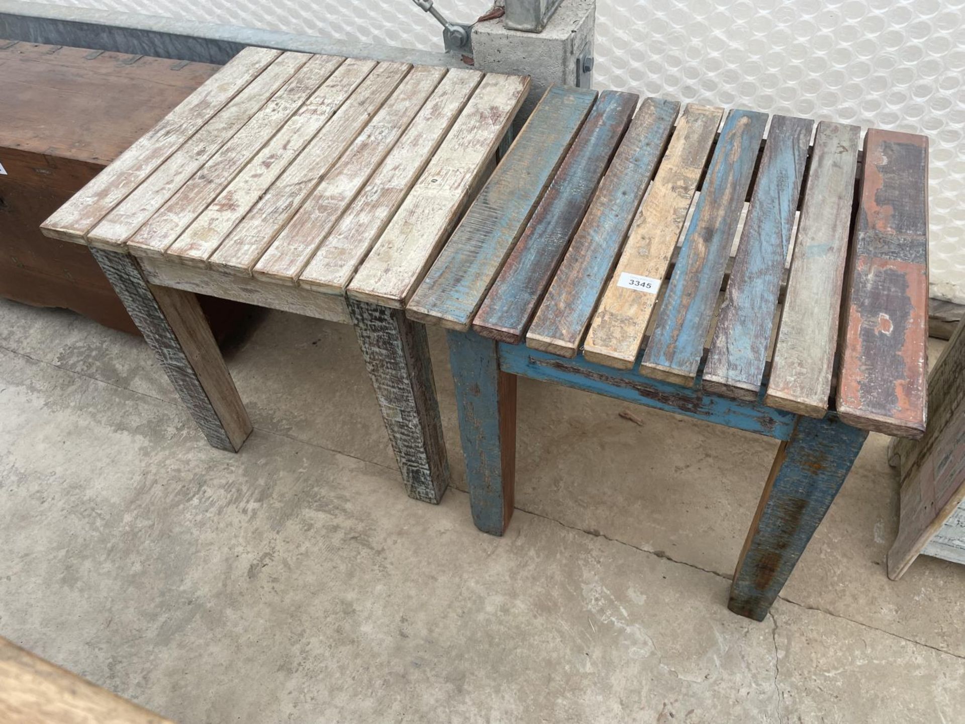 A PAIR OF INDIAN HARDWOOD 18" SQUARE LAMP TABLES