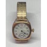 A GOLD WALTHAM USA WRIST WATCH WITH GOLD PLATED STRAP