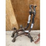 A PAIR OF HEAVY 'OLD KNOTTY' CAST IRON RAILWAY BENCH ENDS BELIEVED TO BE FROM NORTH STAFFS RAILWAY
