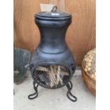 A CAST IRON GARDEN CHIMENEA (H:70CM)