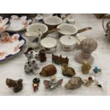 A QUANTITY OF MINIATURES TO INCLUDE ROYAL ALBERT, WADE WHIMSIES, A WADE DALMATION, MINI ERAMIC PANS,