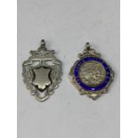 TWO SILVER WATCH CHAIN FOBS