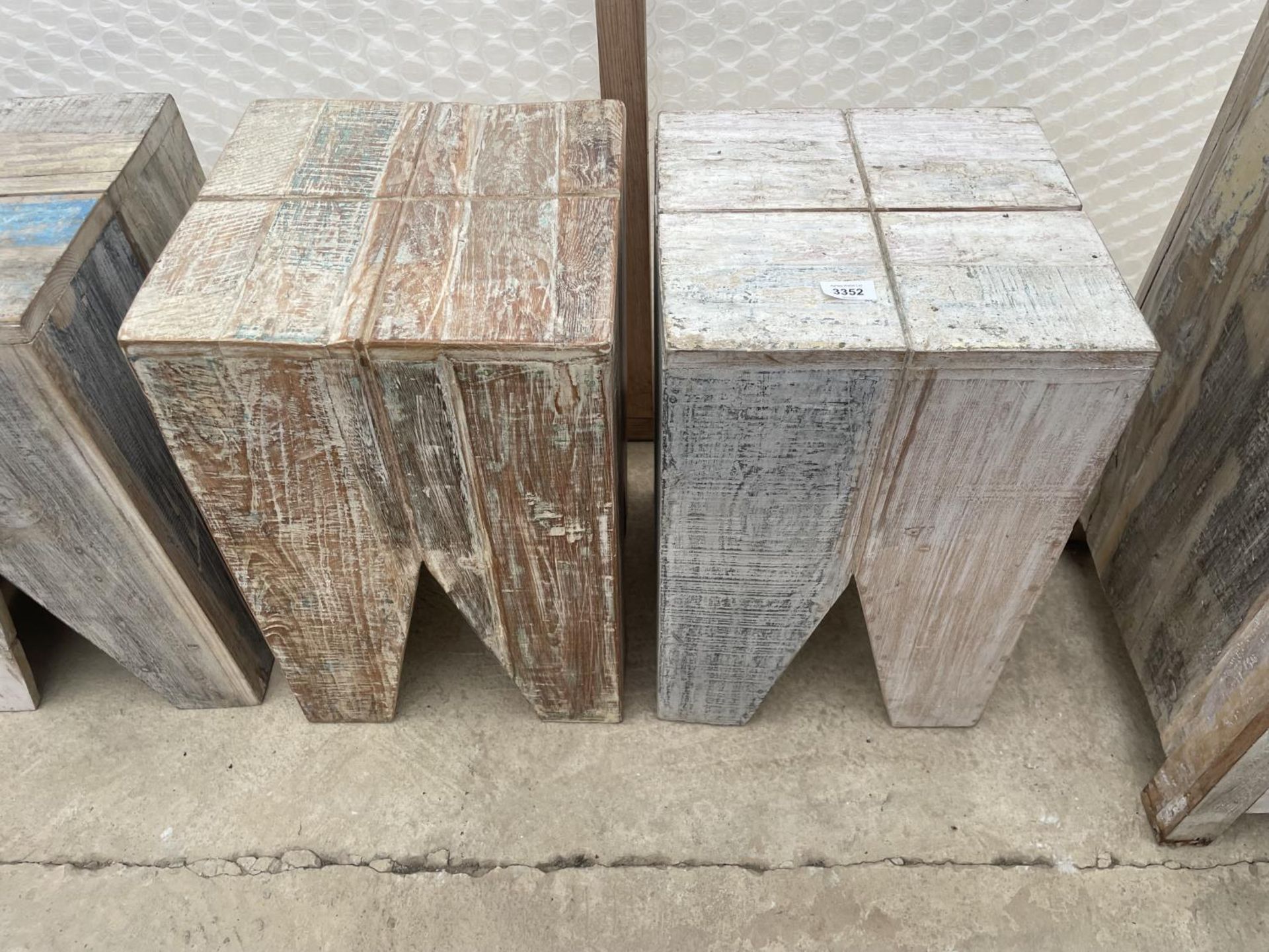 A PAIR OF INDIAN HARDWOOD LAMP TABLES, 13" SQUARE