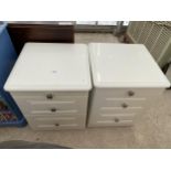 A PAIR OF MODERN TWO DRAWER BEDSIDE CHESTS WITH PULL-OUT SLIDES, 18.5" WIDE EACH