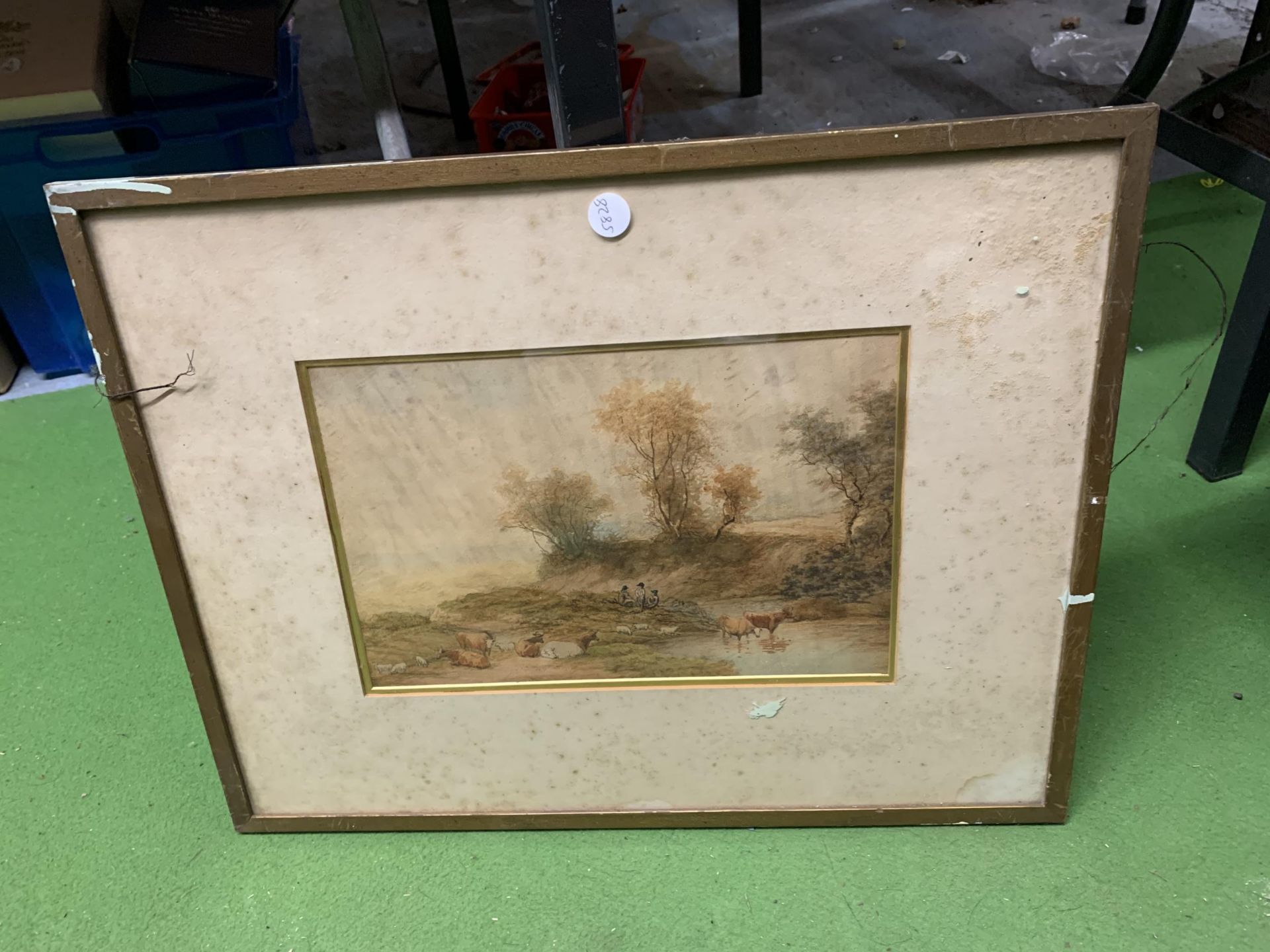 TWO FRAMED PENCIL AND WATERCOLOURS ON PAPER OF RURAL SCENES ONE WITH ARTISTS SIGNATURE - Image 3 of 3