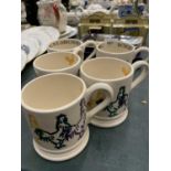 FIVE EMMA BRIDGWATER MUGS THREE EXCLUSIVELY DESIGNED FOR HOWDENS JOINERY CO., AND TWO TOAST AND