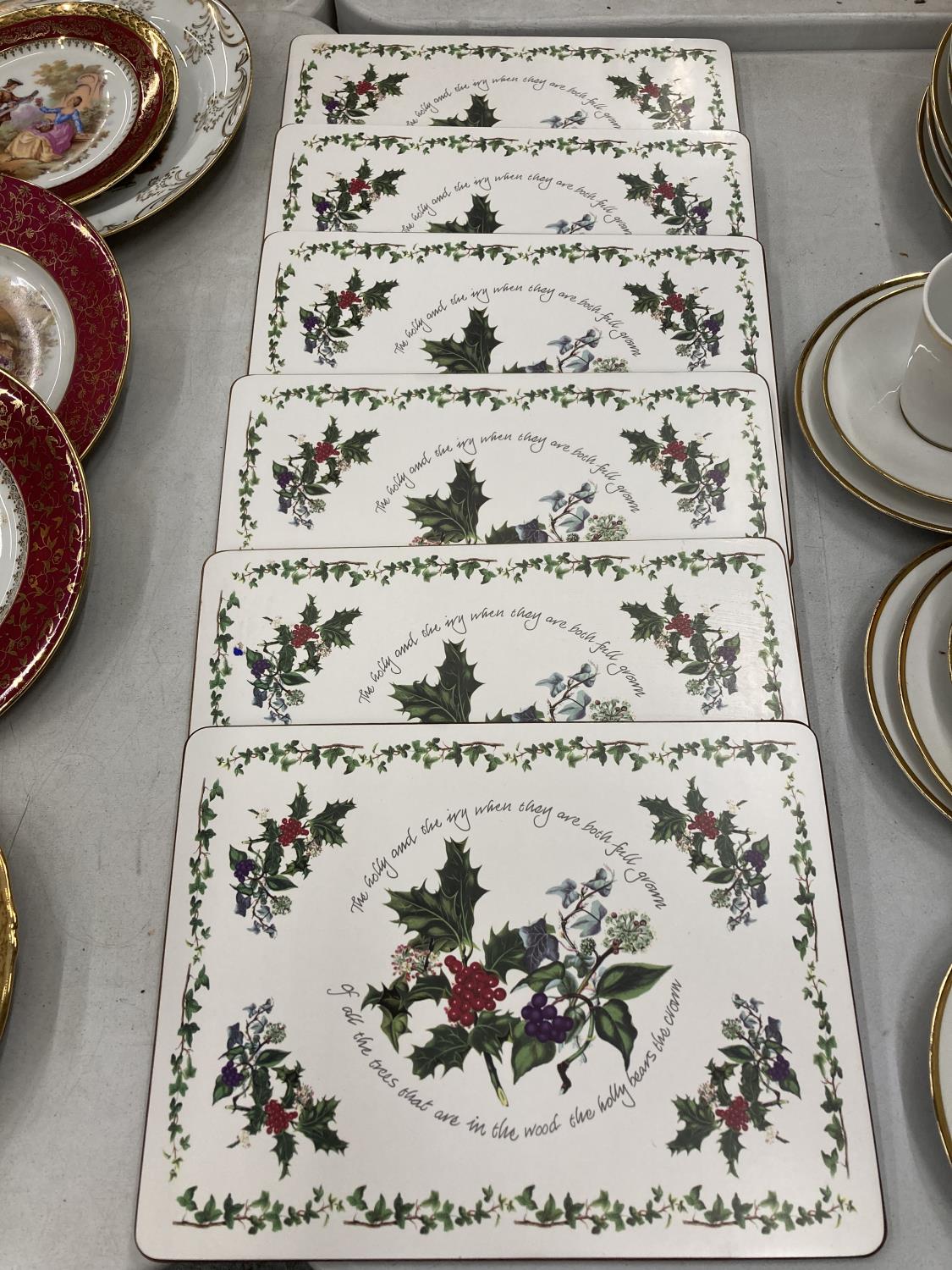 SIX PORTMEIRION 'THE HOLLY AND THE IVY' PLACEMATS