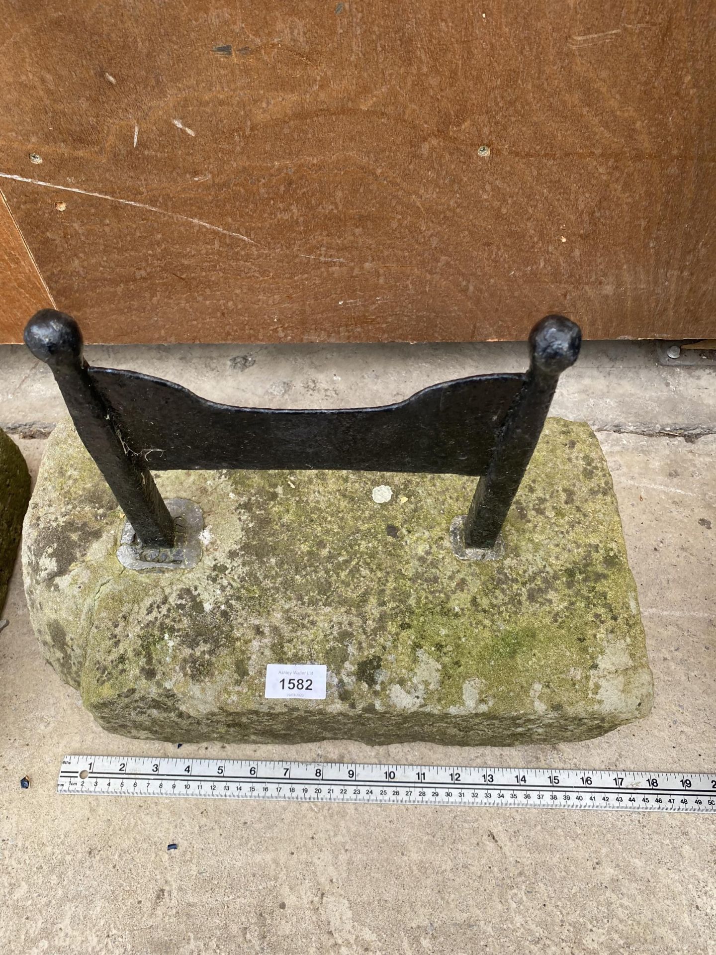 A METAL BOOT SCRAPER SET IN A PIECE OF YORK STONE - Image 2 of 4