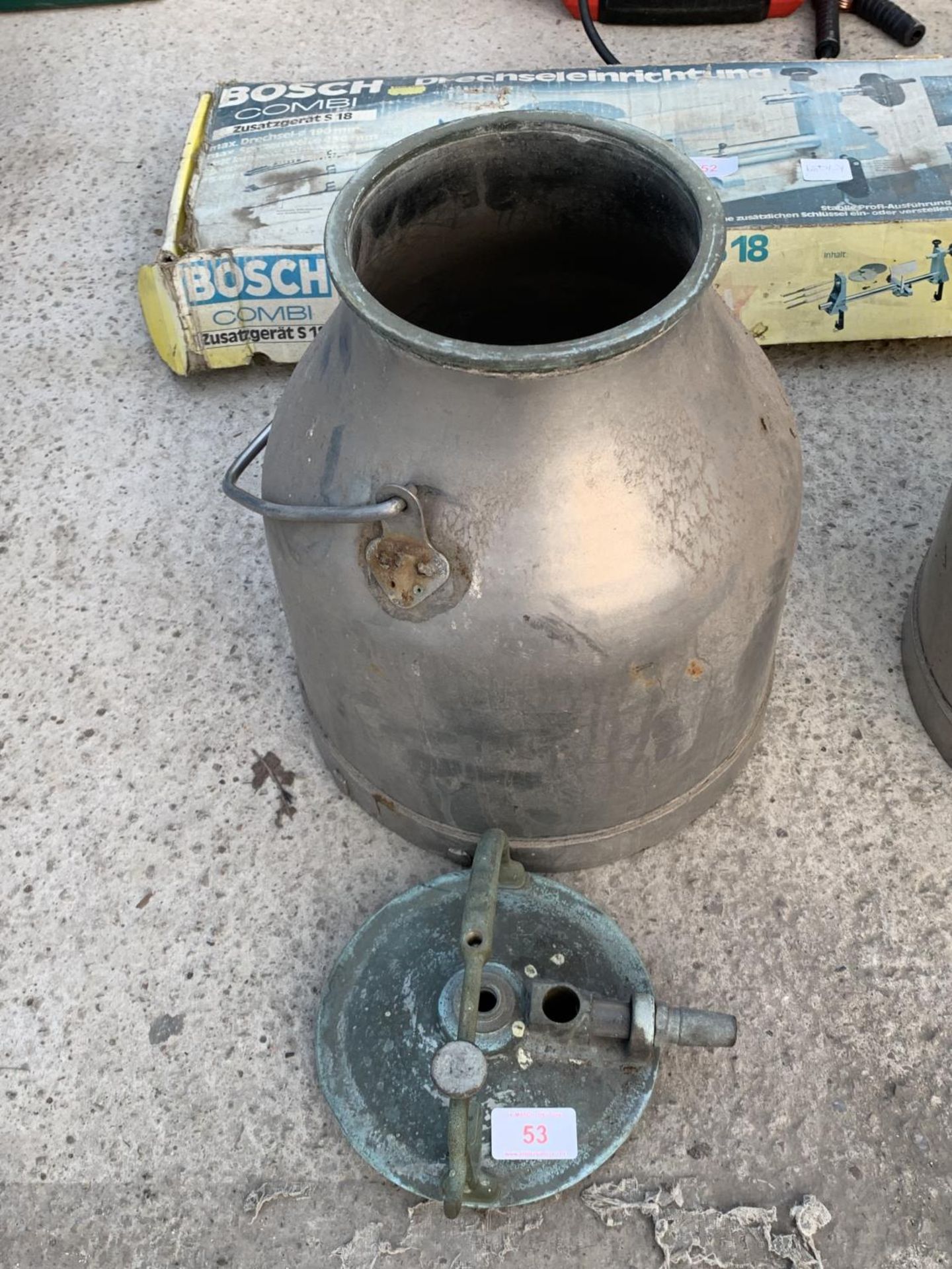 A VINTAGE MILKING MACHINE BUCKET WITH LID NO VAT - Image 2 of 2