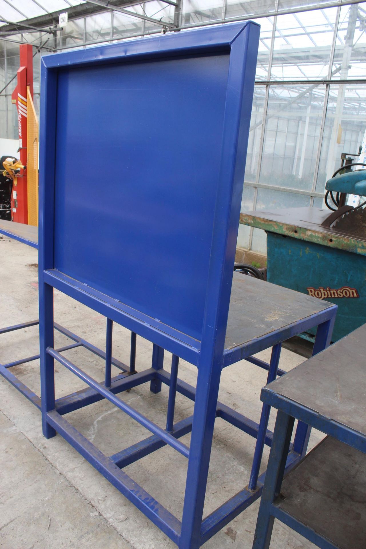 A HEAVY DUTYB STEEL BENCH WITH A BACK + VAT - Image 2 of 2