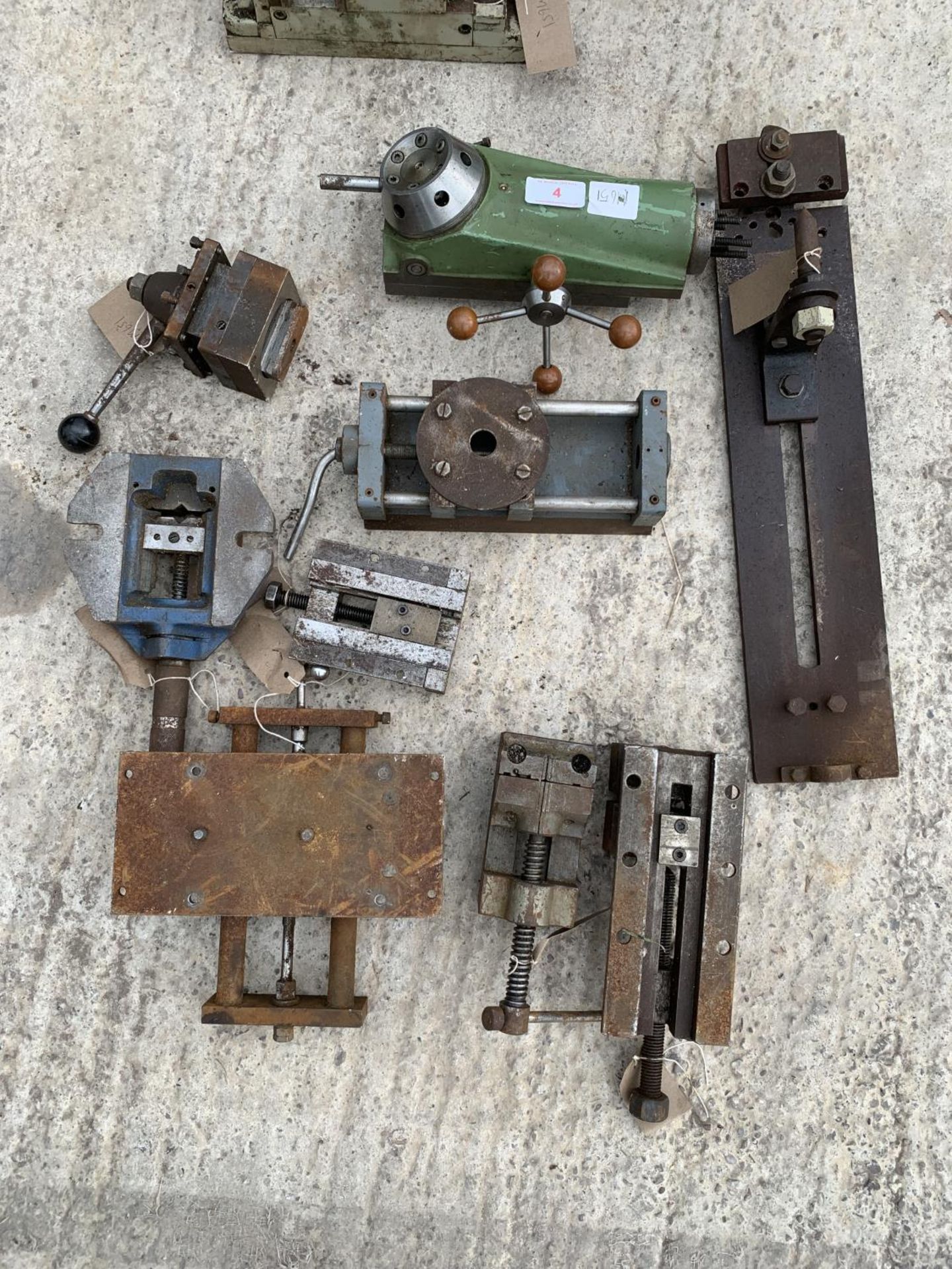 EIGHT VARIOUS LATHE PARTS AND ATTACHMENTS NO VAT