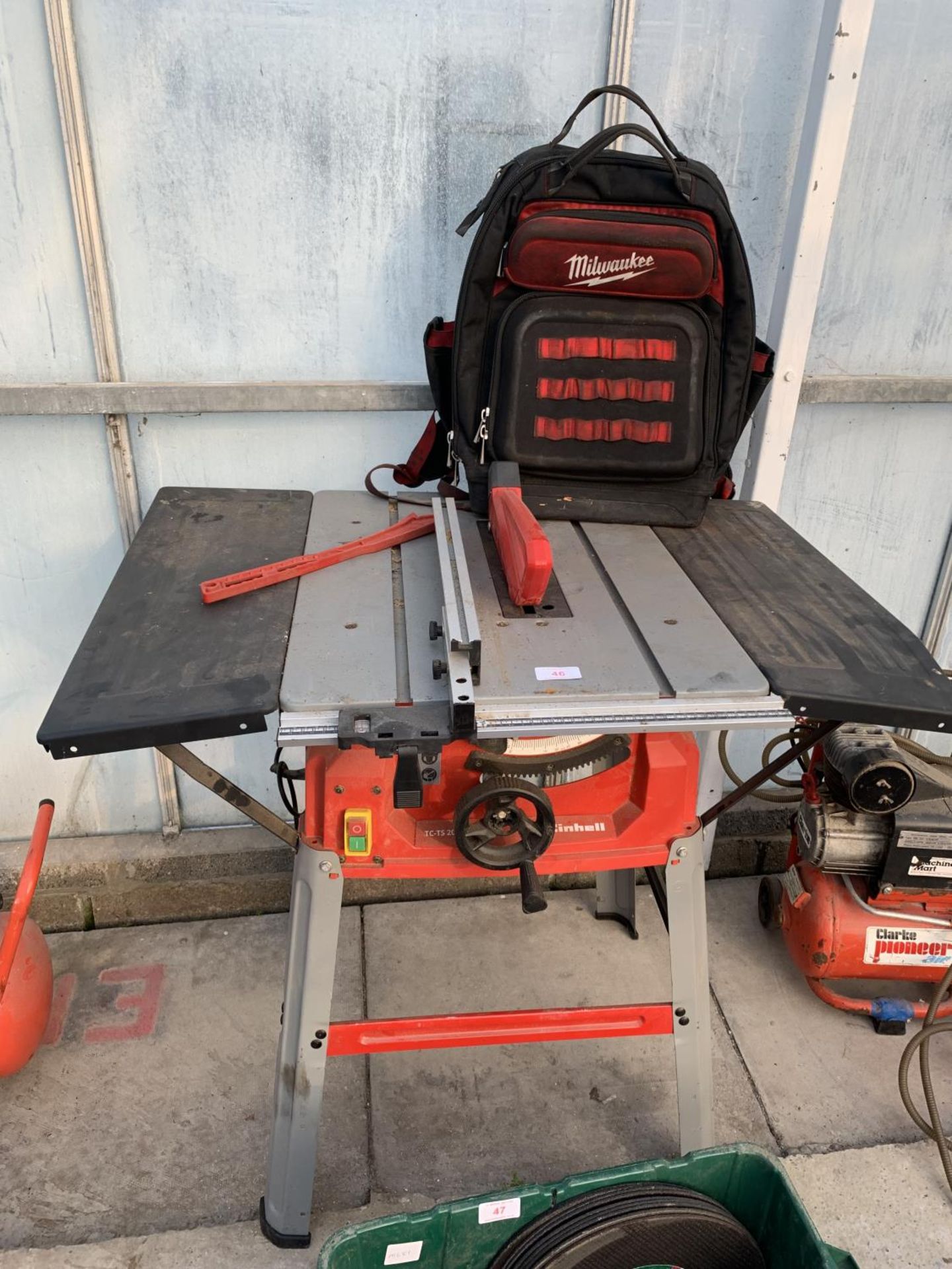 AN EINHELL TC-TS 2025/1 U TABLE SAW AND A MILWAUKEE TOOL BAG NO VAT