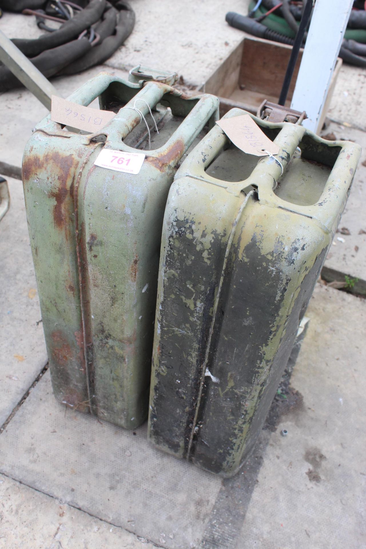 TWO VINTAGE METAL JERRY CANS NO VAT