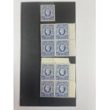 GREAT BRITAIN 30.11.42. 10/- ULTRAMARINE , TWO BLOCKS OF FOUR PLUS ONE SINGLE , UNMOUNTED MINT .