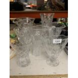 A QUANTITY OF GLASS VASES