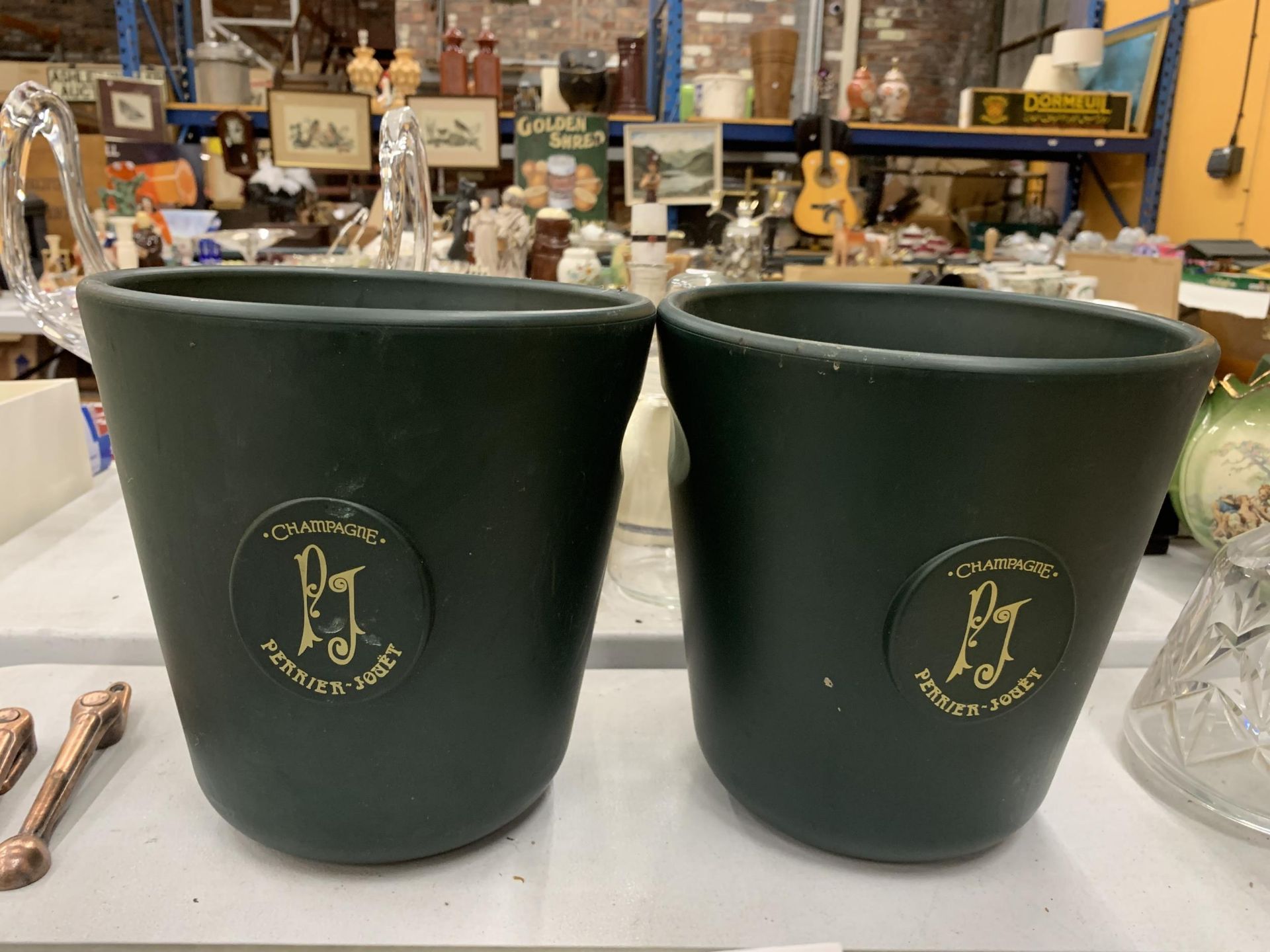 A PAIR OF GREEN PERRIER-JOUET CHAMPAGNE BUCKETS