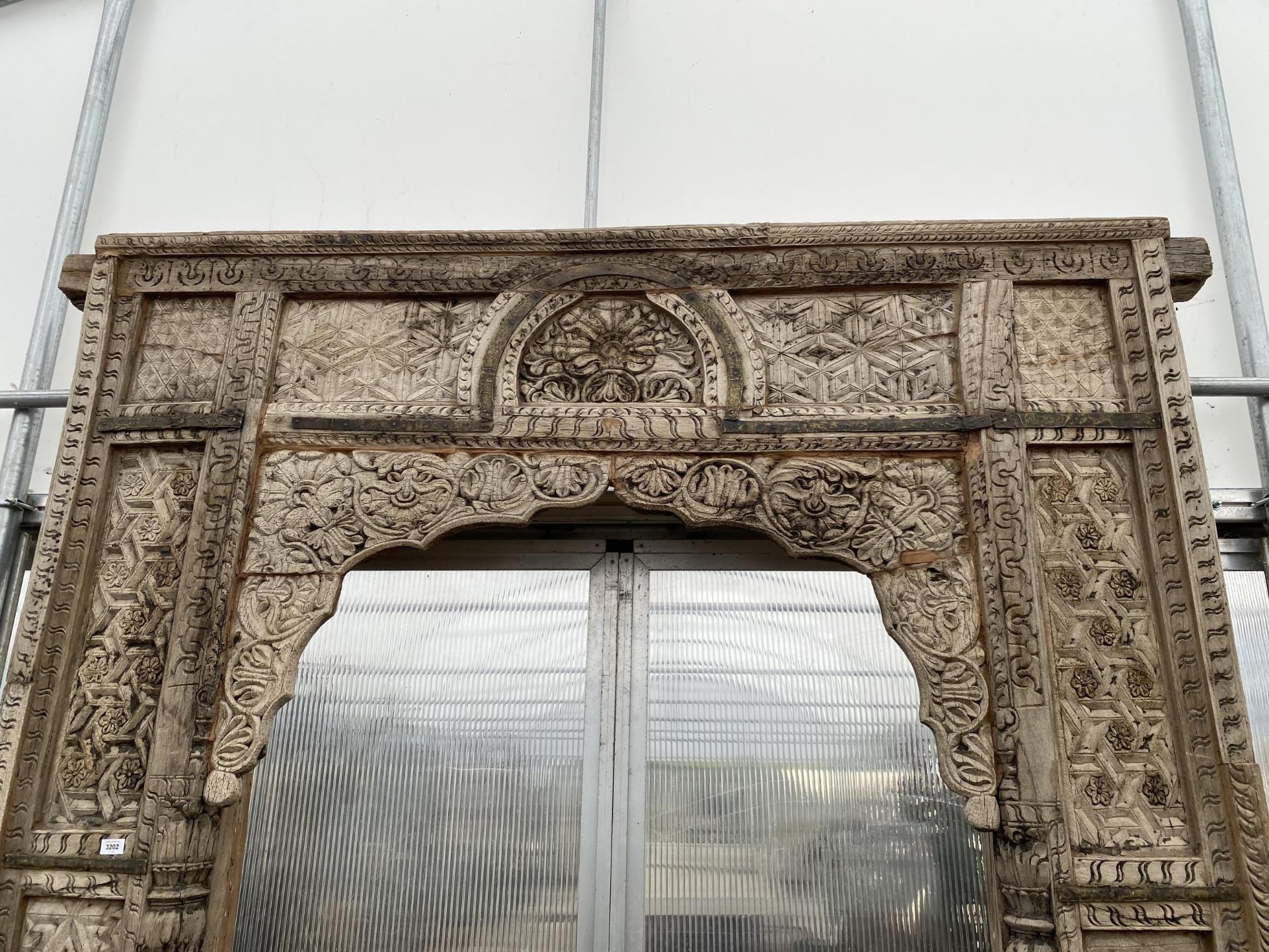 A VINTAGE HEAVILY CARVED ARCHWAY, 105 X 76" - Image 2 of 5