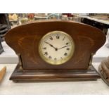 A JAPY FRERES FRENCH MANTLE CLOCK WITH KEY HEIGHT 18CM, LENGTH 27CM