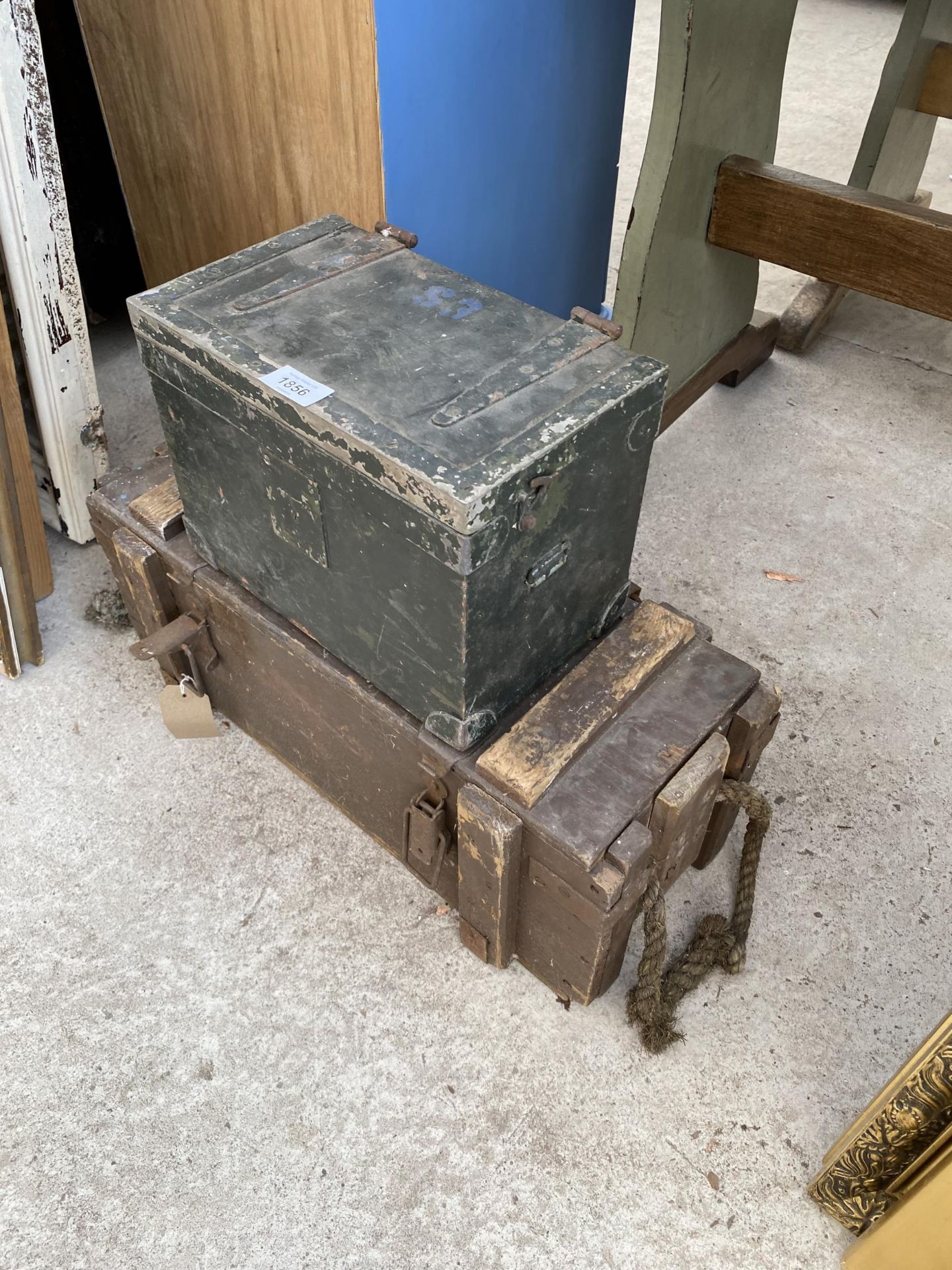 TWO WOODEN MILITARY STORAGE CHESTS - Image 2 of 2