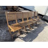 SIX TEAK FOLDING GARDEN CHAIRS