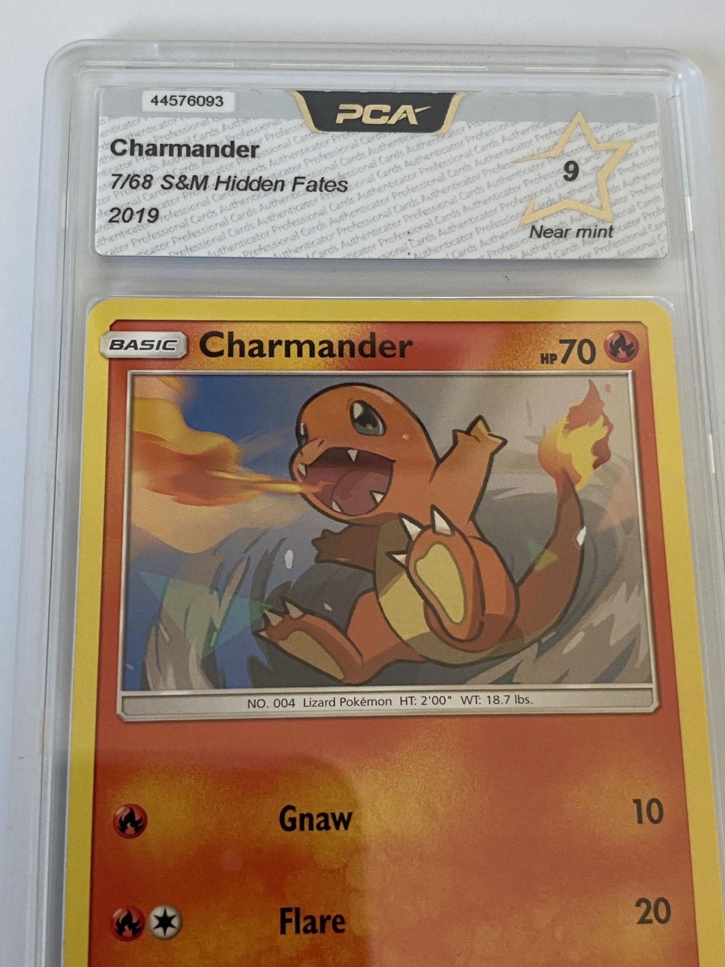 A GRADED POKEMON CARD -CHARMANDER 7/68 S&M HIDDEN FATES - PCA GRADE - 9 - Image 2 of 3