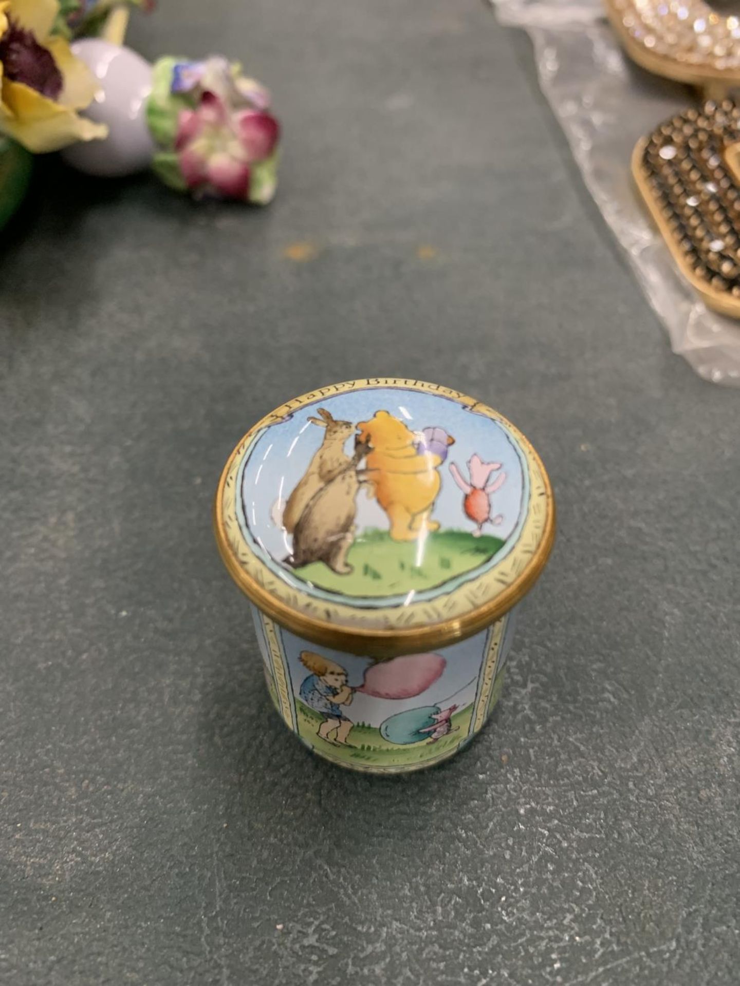 A HALYCON DAYS WINNIE-THE-POOH ENAMEL LIDDED TRINKET POT - Image 2 of 3