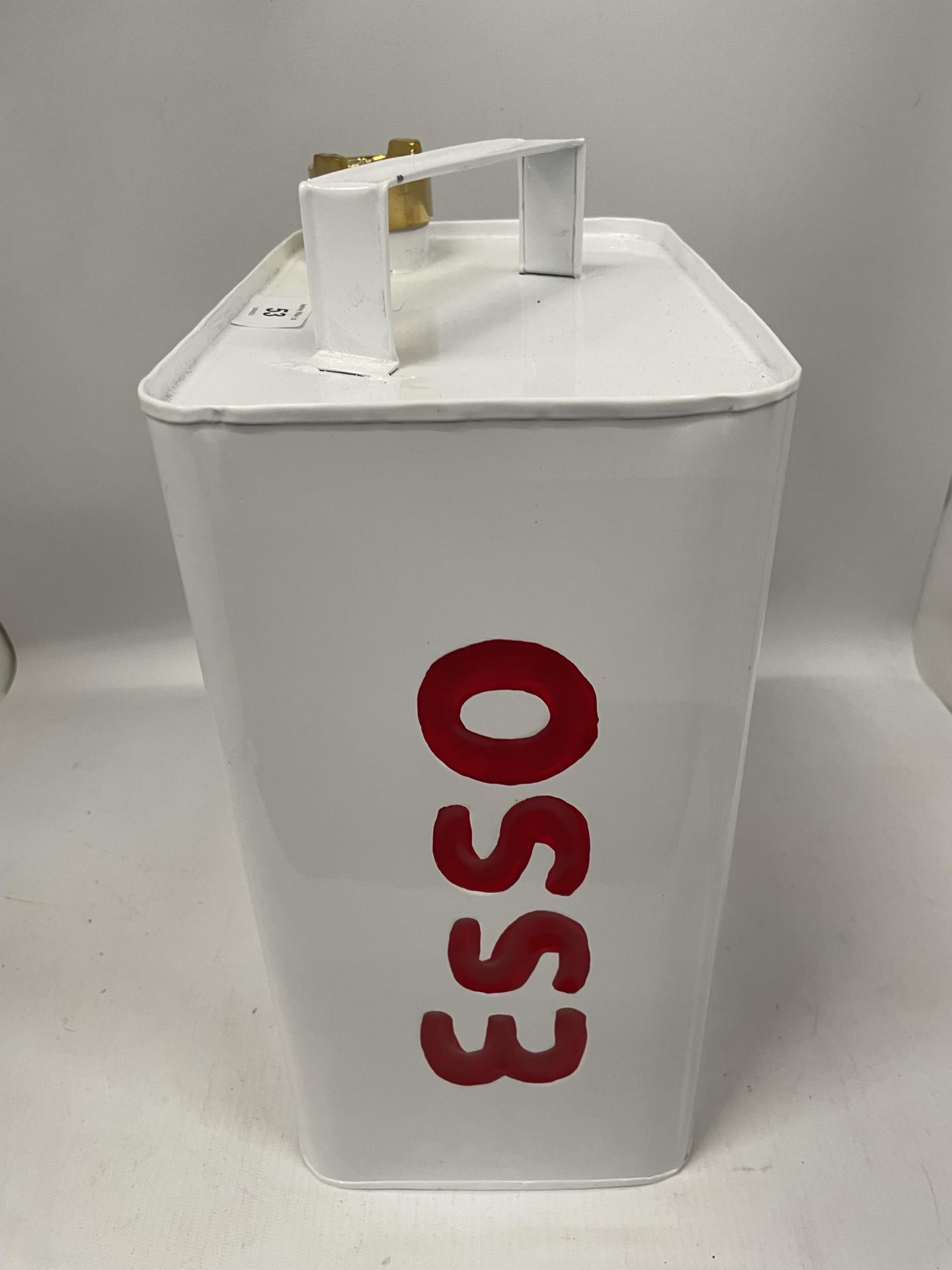 A WHITE ESSO PETROL CAN WITH BRASS TOP - Image 2 of 3