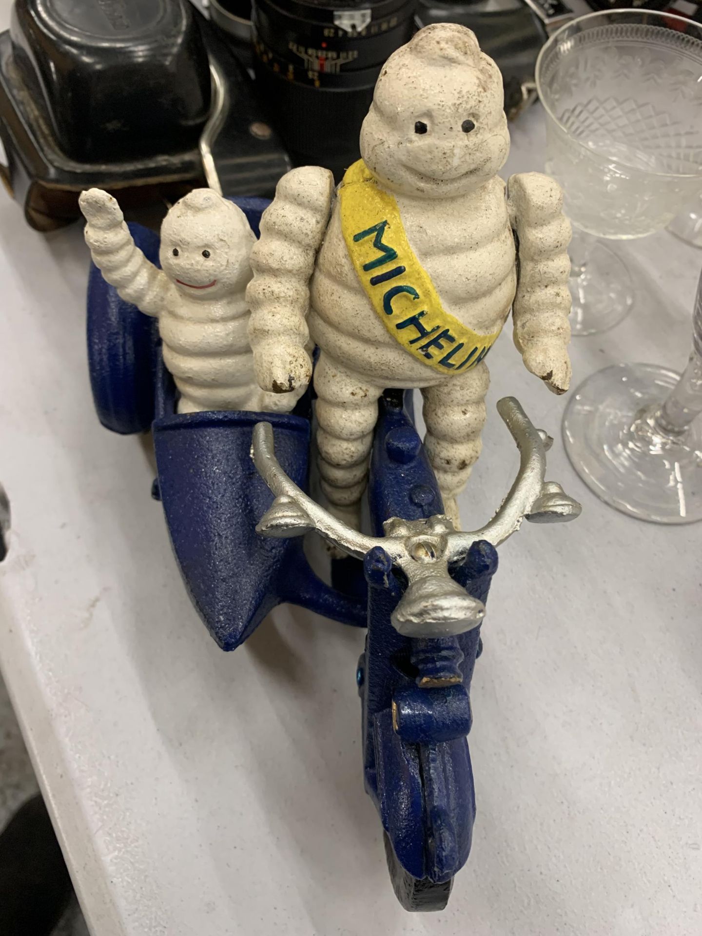 A CAST MICHELIN MAN ON A MOTOR BIKE WITH A SIDE CAR - Image 3 of 5