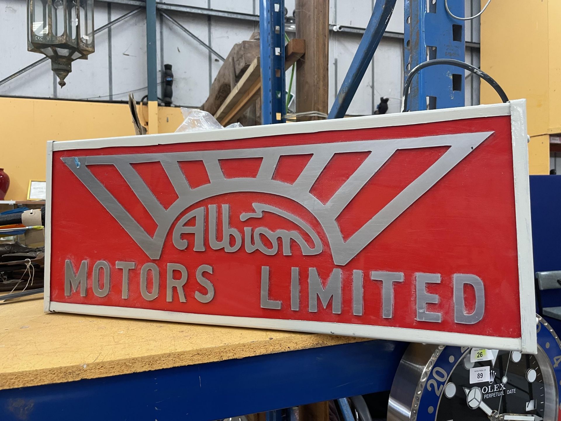 AN ALBION MOTORS ILLUMINATED BOX SIGN