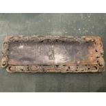 AN SILVER ON COPPER SMALL TRAY WITH ORIENTAL DECORATION 21CM X 8CM