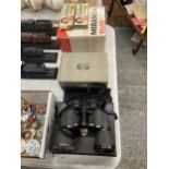 A PAIR OF MIRANDA BINOCULARS IN CASE TOGETHER WITH A G B BELL AND HOWELL AUTO LOAD TURRET CINE