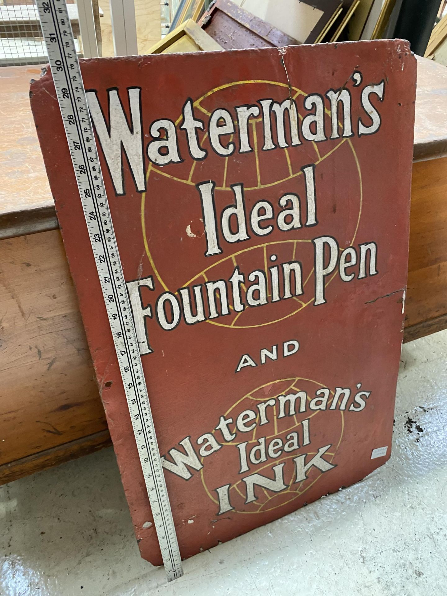 A VINTAGE WATERMANS IDEAL FOUNTAIN PEN METAL SIGN, 30" HIGH - Image 2 of 3