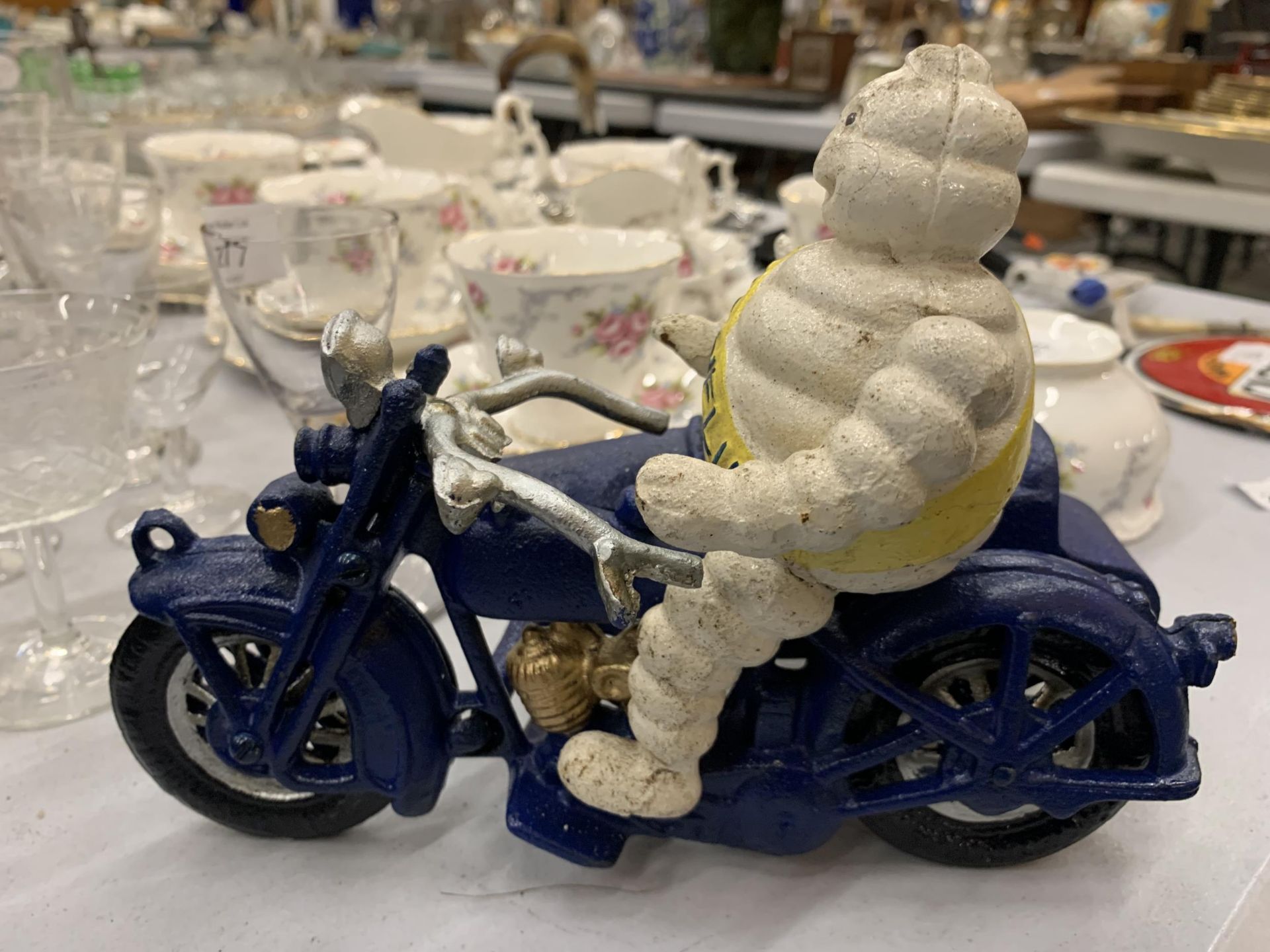 A CAST MICHELIN MAN ON A MOTOR BIKE WITH A SIDE CAR - Image 5 of 5