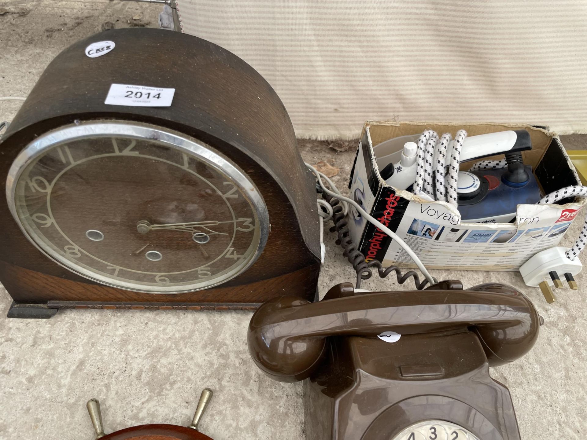 AN ASSORTMENT OF ITEMS TO INCLUDE A WESTMINISTER CHIMING CLOCK, A TELEPHONE AND AN IRON ETC - Image 2 of 2