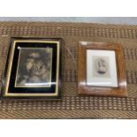 TWO VINTAGE FRAMED PRINTS, ONE OF A VICTORIAN FAMILY 47CM X 41CM PLUS 'CHRISTINA QUEENE OF