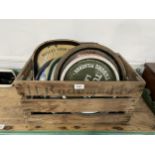 ELEVEN VARIOUS METALWARE PUB TRAYS