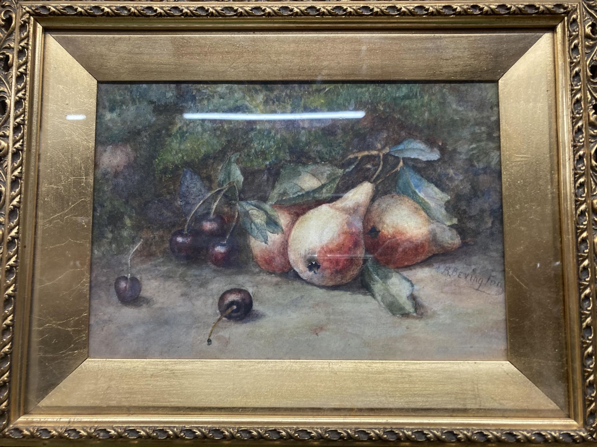 FOUR STILL LIFE WATERCOLOURS OF FRUIT IN GILT FRAMES - Image 3 of 6