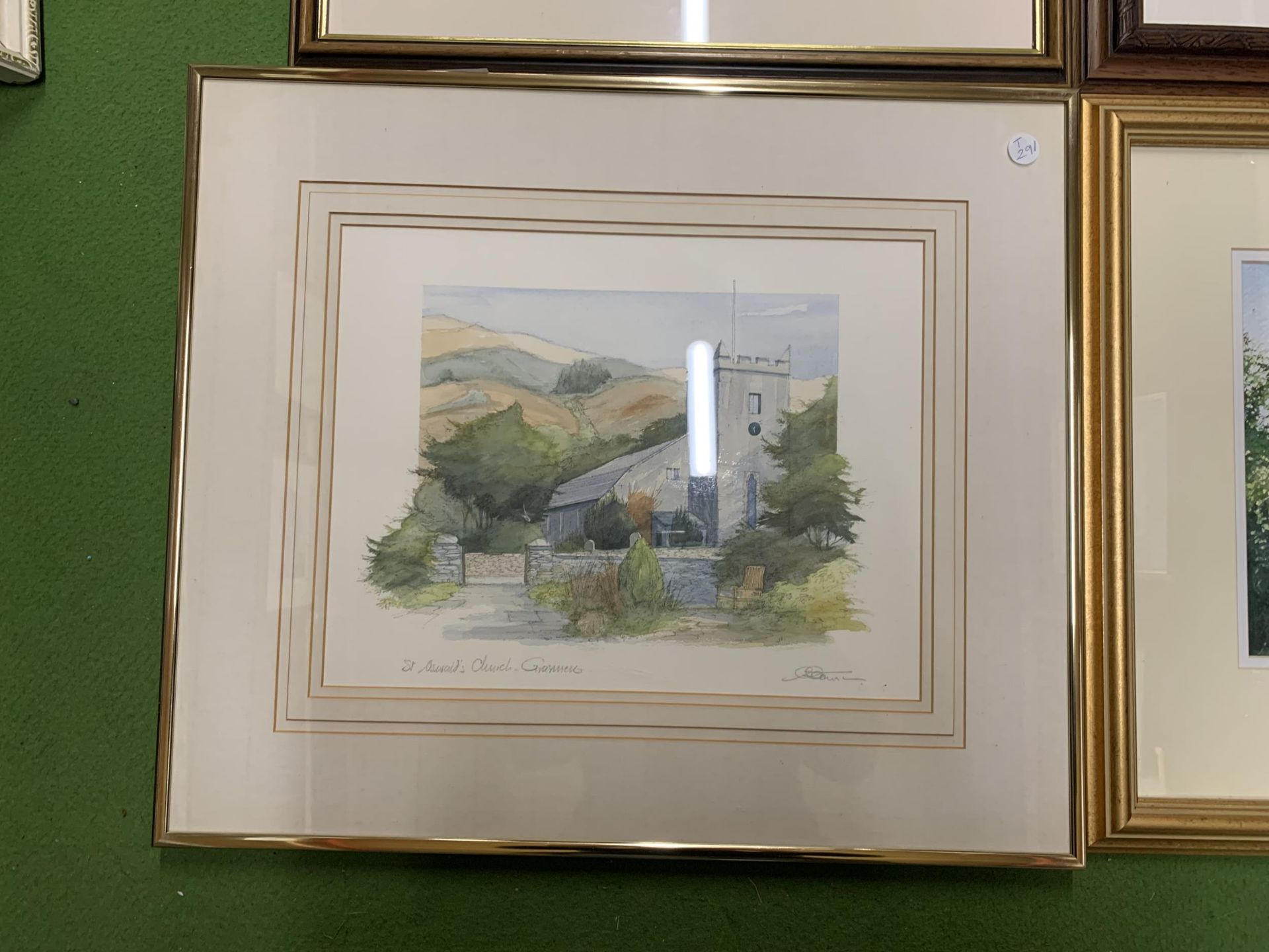 A FRAMED PRINT DEPICTING CHEESE AND WINE TOGETHER WITH A FRAMED WATERCOLOUR OF ST OSWALD'S CHURCH - Image 2 of 5