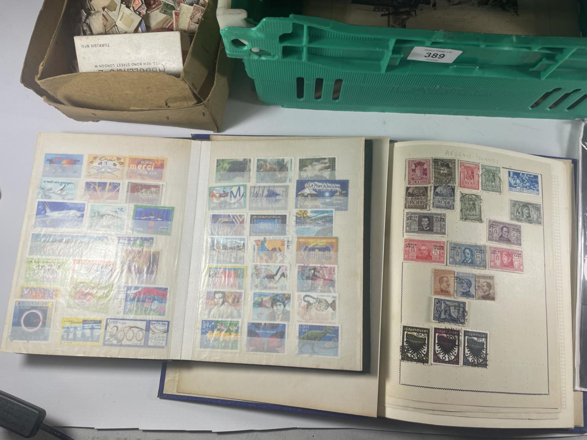 PLASTIC CRATE HOUSING STAMP COLLECTIONS FROM GB , FRANCE , SWITZERLAND , ITALIAN COLONIES , - Image 2 of 8